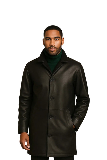 Black Slim Fit Men's Trench Coat