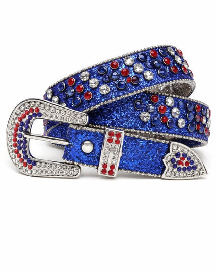 Blue Rhinestone Western Belt