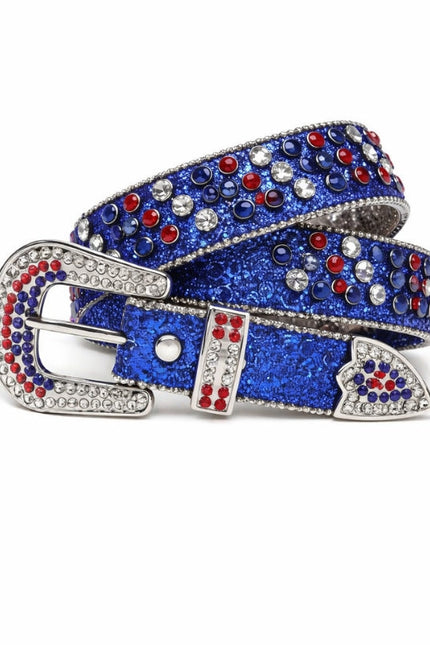 Blue Rhinestone Western Belt