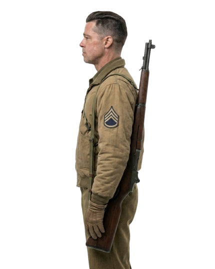Brad Pitt Fury Green Military Bomber Jacket