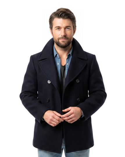 Brandon Sklenar It Ends With Us Blue Peacoat
