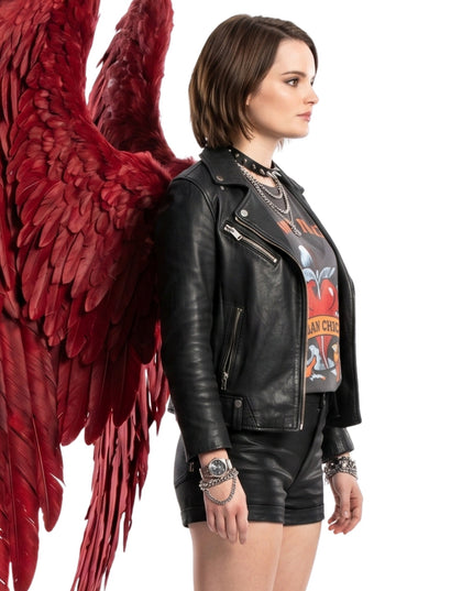 Brianna Hildebrand Lccifer S06 Biker Leather Jacket Shop Now