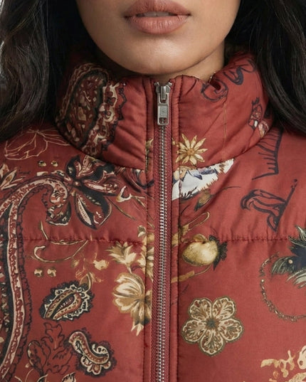 Buy Abstract Floral Pattern Puffer Jacket Sale