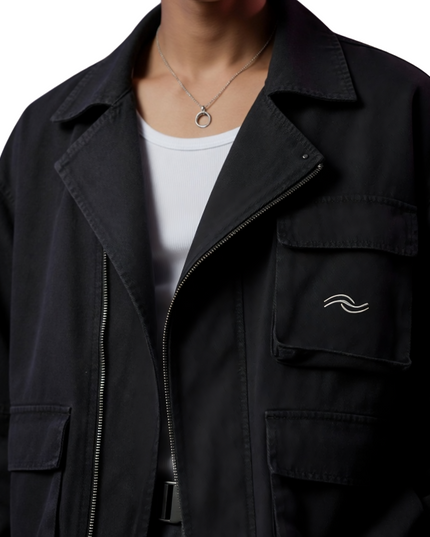 Buy Black Star Graphic Cotton Jacket 