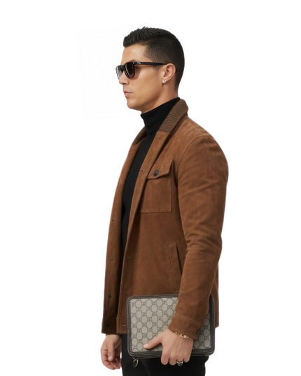 Buy Cristiano Ronaldo Brown Suede Leather Jacket