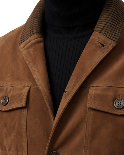 Buy Cristiano Ronaldo Brown Suede Leather Jacket Now