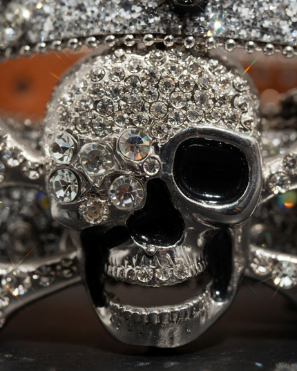 Buy Now Metal Skull Buckle Silver Rhinestone Belt 