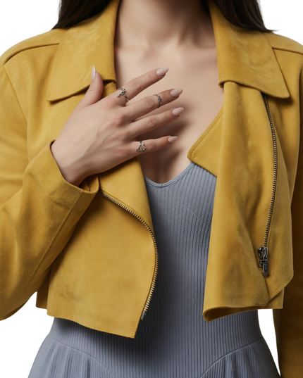 Buy The Ciara Wyse 56 Days Yellow Crop Blazer Today