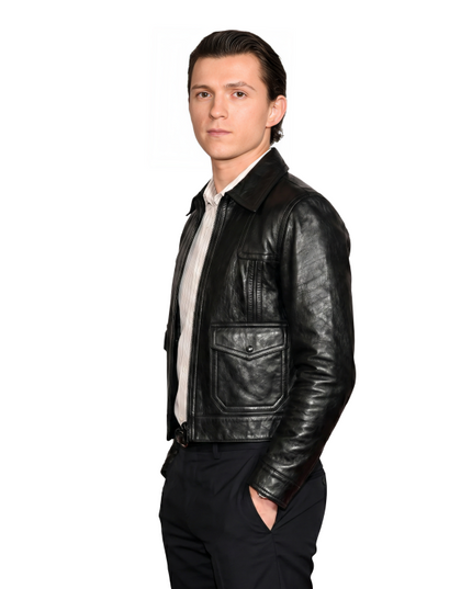 Buy The Tom Holland Black Leather Jacket 