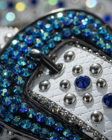 Buy The White Strap With Blue Rhinestone Western Belt 
