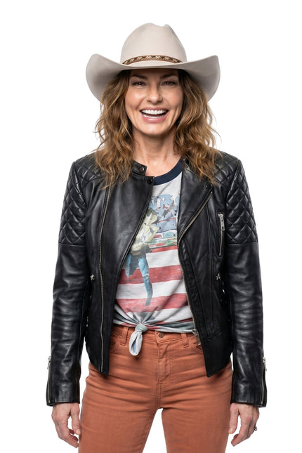 CMA Fest Faith Hill Black Leather Jacket