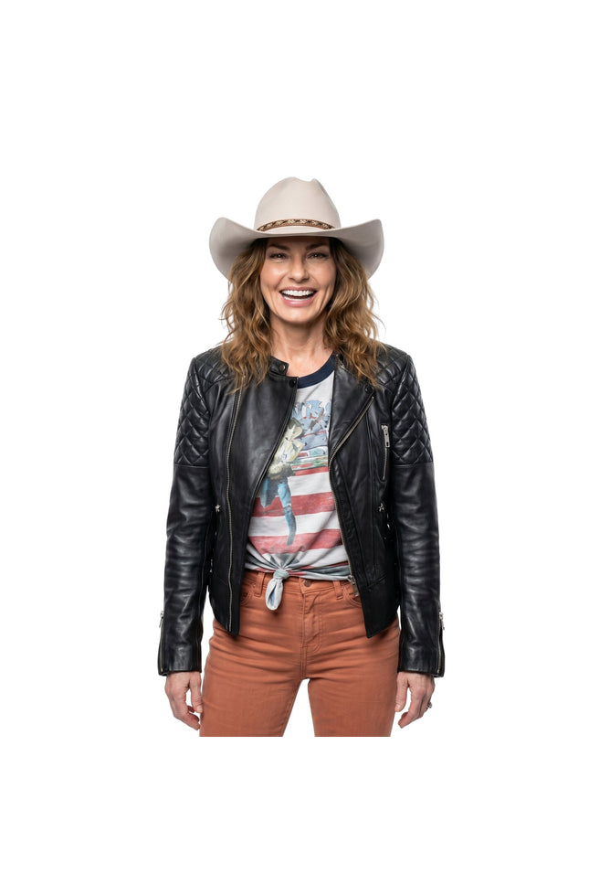CMA Fest Faith Hill Black Leather Jacket