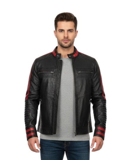 Café Racer Black Biker Leather Jacket