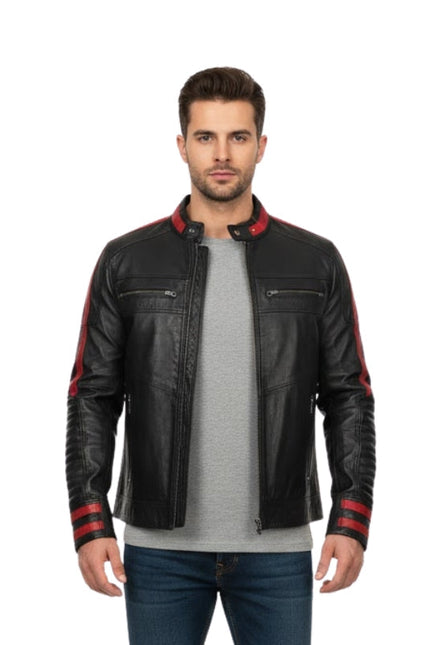 Café Racer Black Biker Leather Jacket