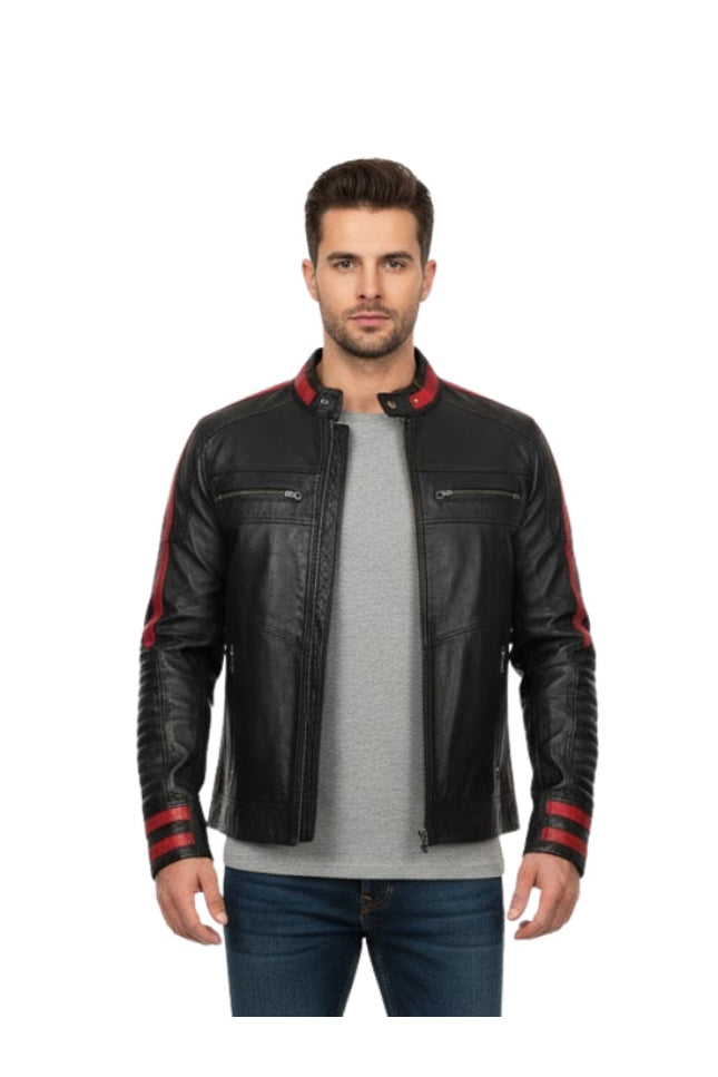 Café Racer Black Biker Leather Jacket