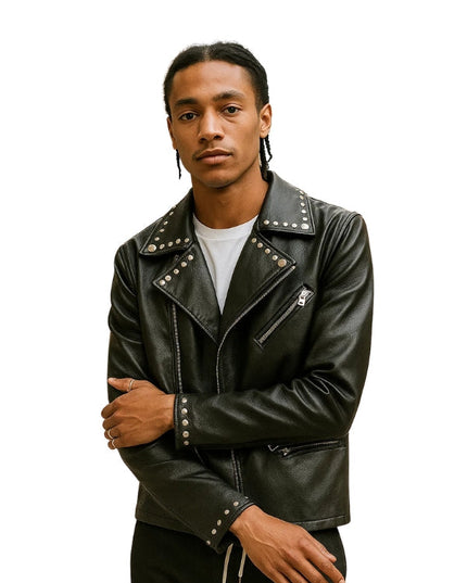 
Carisma Black Studded Biker Leather Jacket