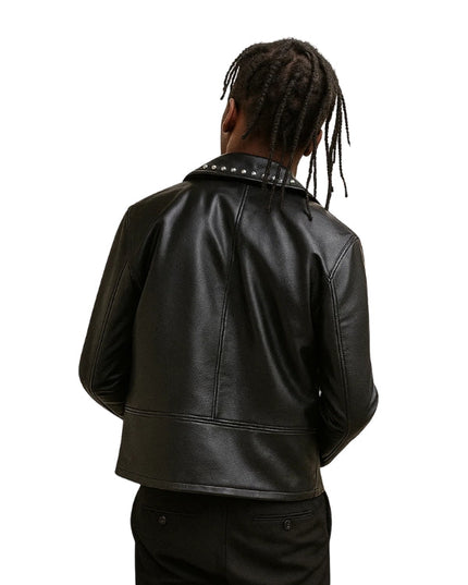 Carisma Men's Black Studded Biker Leather Jacket