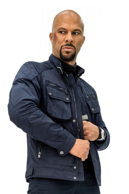 Man wearing a blue cotton jacket 