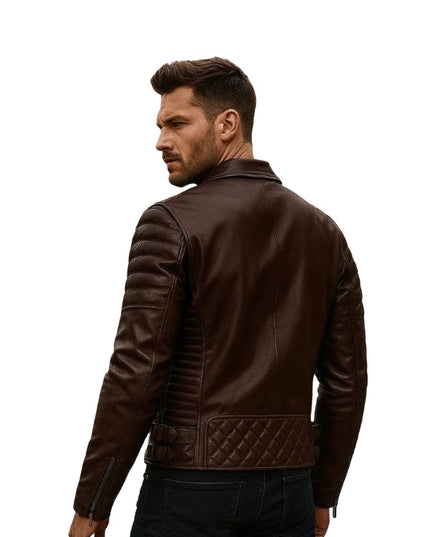 Charlotte Burnt Wine Leather Biker Jacket