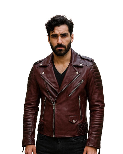 Charlotte Burnt Wine Leather Jacket