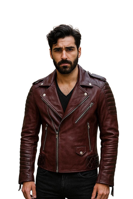 Charlotte Burnt Wine Leather Jacket