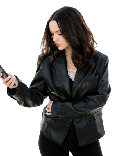 Ciara Wyse 56 Days Black Leather Blazer