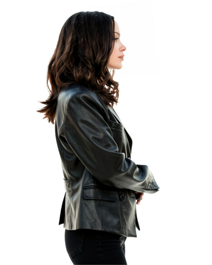 Ciara Wyse 56 Days Black Leather Blazer Live