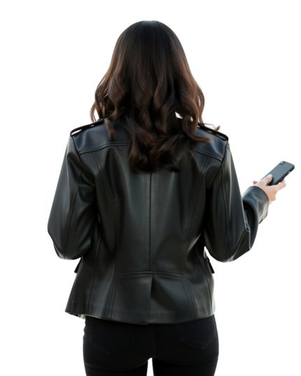 Ciara Wyse 56 Days Black Leather Blazer Live Now