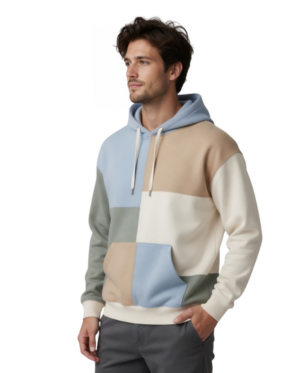 Color Block Patchwork Hoodie Live