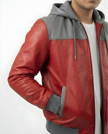 Men's Handcrafted Hoodie Style Bomber Jacket