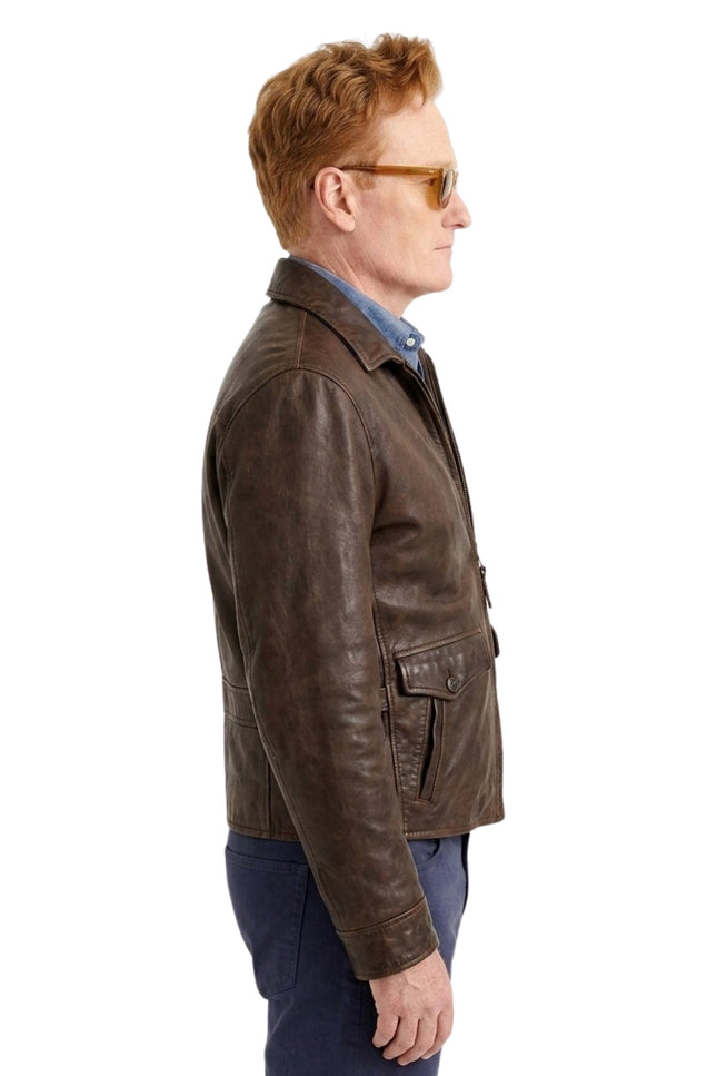 Conan O’Brien Must Go Brown Leather Jacket