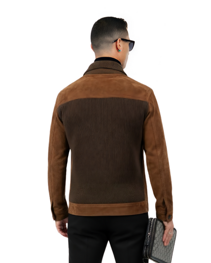 Cristiano Ronaldo Brown Suede Leather Jacket Live Sale