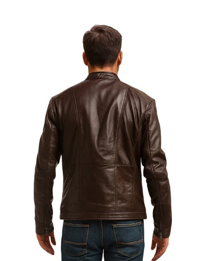 Delta Biker Brown Leather Jacket For Men's