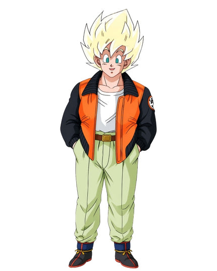Character in an orange jacket with a white background