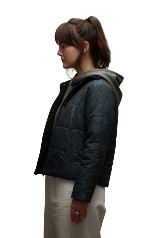 Emilia Jones Cat Person Green Puffer Jacket