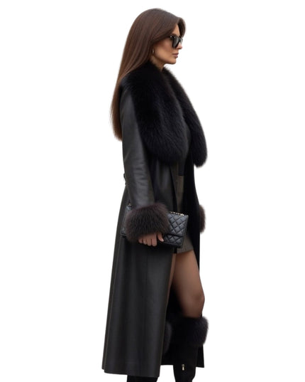 Emily Ratajkowski Black Leather Coat
