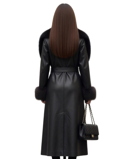 Emily Ratajkowski famous Leather Fur Coat