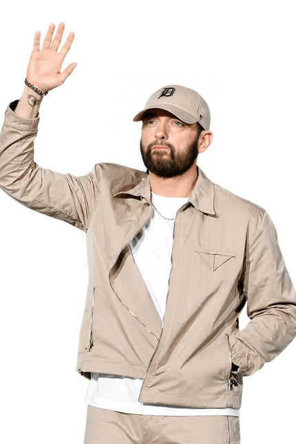 Man wearing beige bomber jacket 