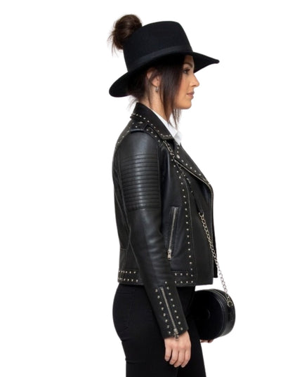 English Actress Michelle Keegan Black Leather Jacket