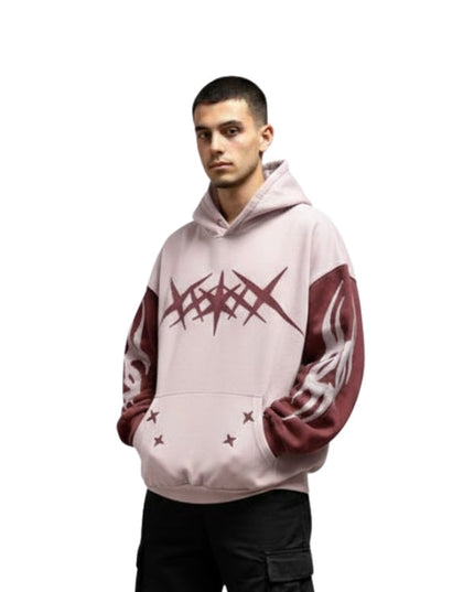 Fashionable Autumn Printed Black White Pullover Hoodie