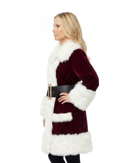 Get The Eddie Janko Blue Bloods S10 Deep Red Shearling Santa Coat Now