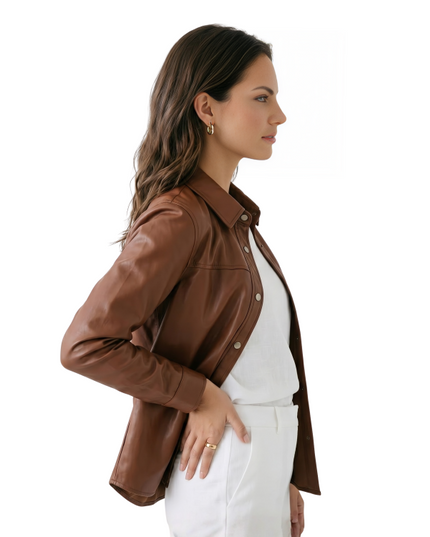 Get The Women's Brown Vegan Leather Jacket Now