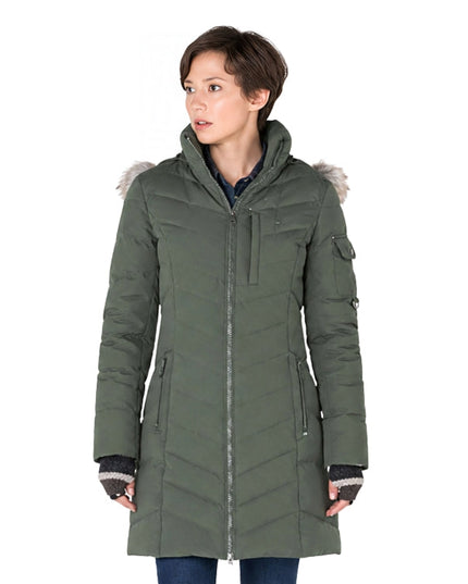 Person wearing a green parka jacket