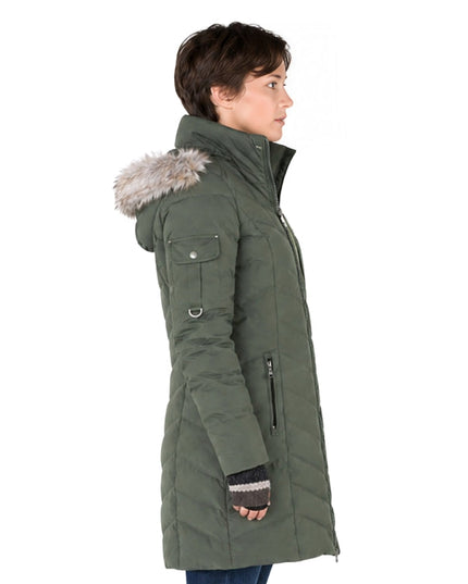 Person wearing a green parka jacket 