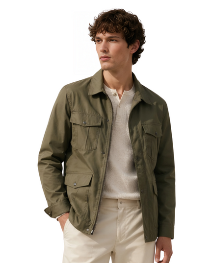 Green Military Style Cotton Jacket