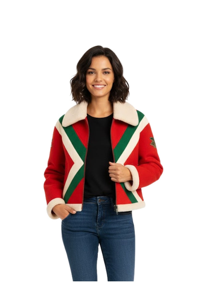 Gucci Faux Fur Colorblock Leather Jacket
