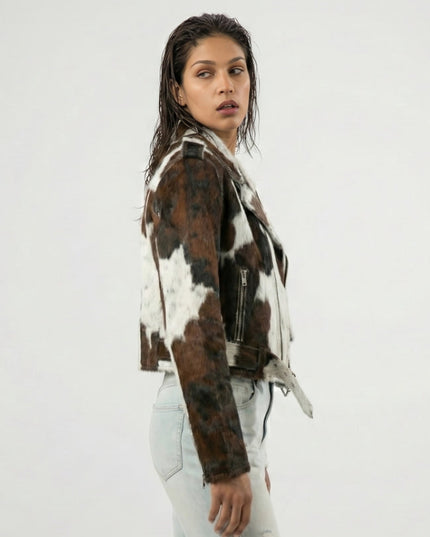 Unisex Cow Hide Hair On Leather Jacket