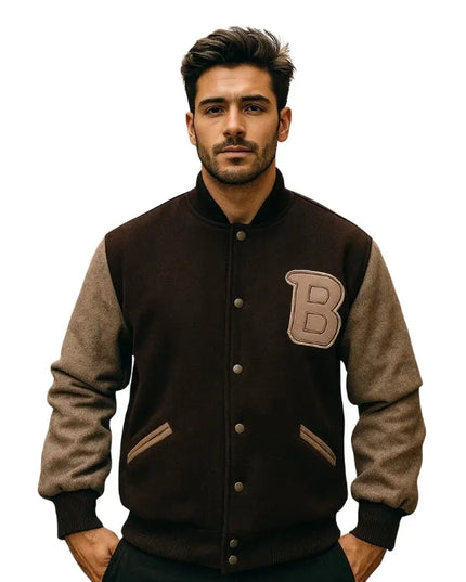 Payday 2 Hotline Miami varsity jacket with brown B logo