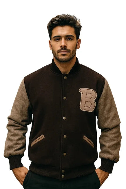 Payday 2 Hotline Miami varsity jacket with brown B logo