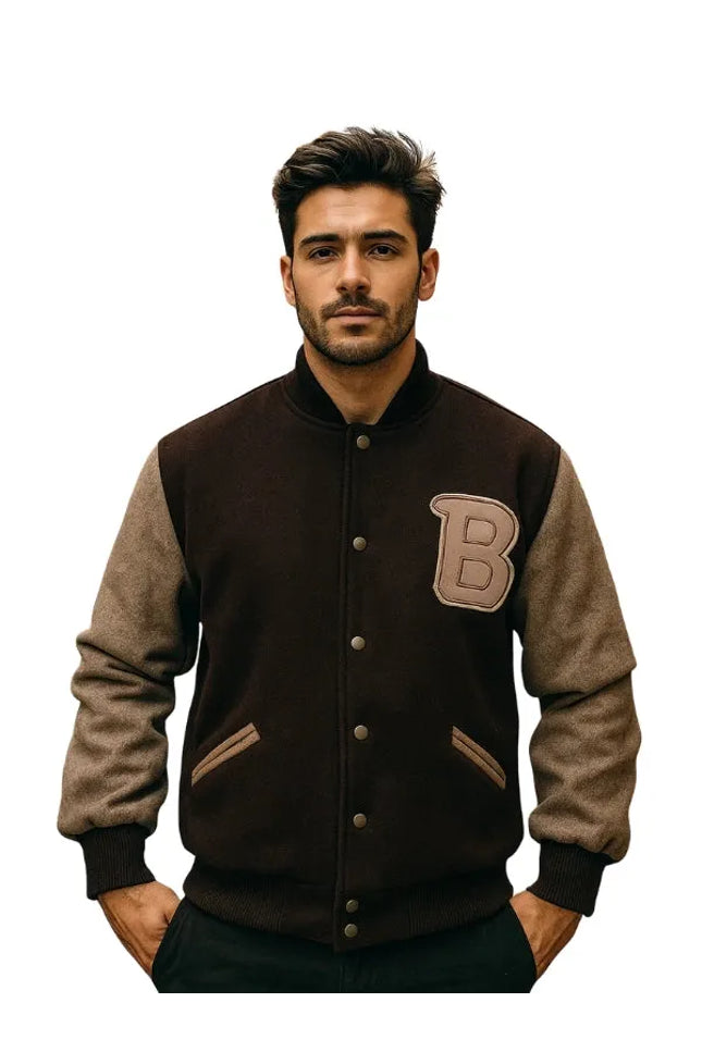 Payday 2 Hotline Miami varsity jacket with brown B logo